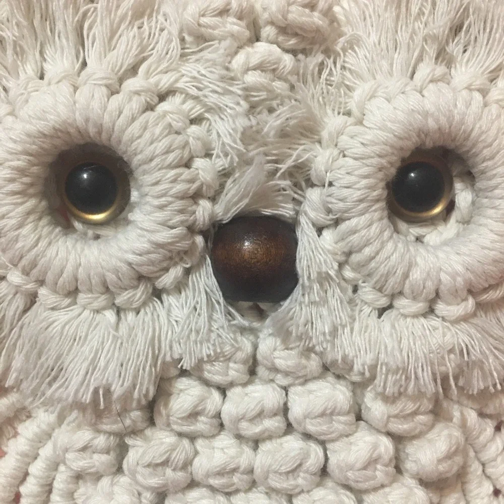 Owl Macrame Wall Hanging Handmade Woven Tapestry Boho Art Home Decor Tassel Read